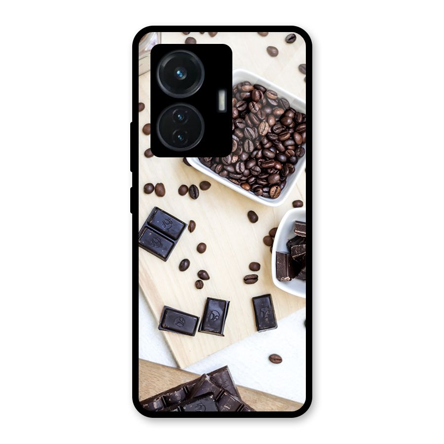 Coffee Beans and Chocolate Glass Back Case for Vivo T1 44W
