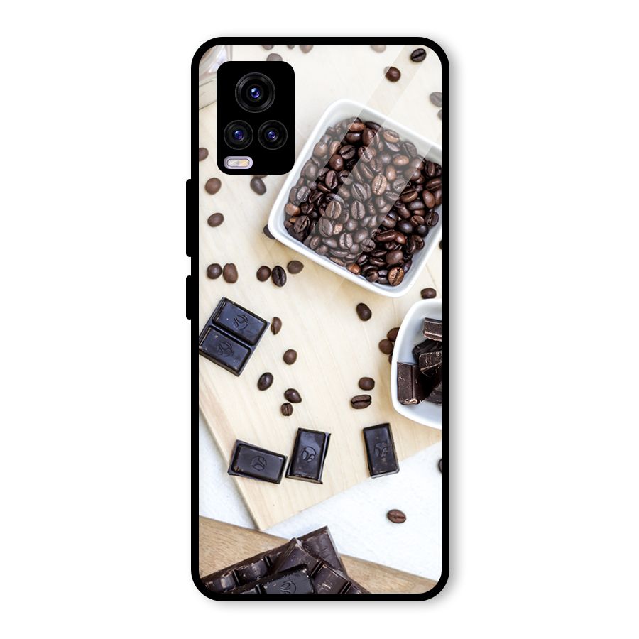 Coffee Beans and Chocolate Glass Back Case for Vivo V20 2021