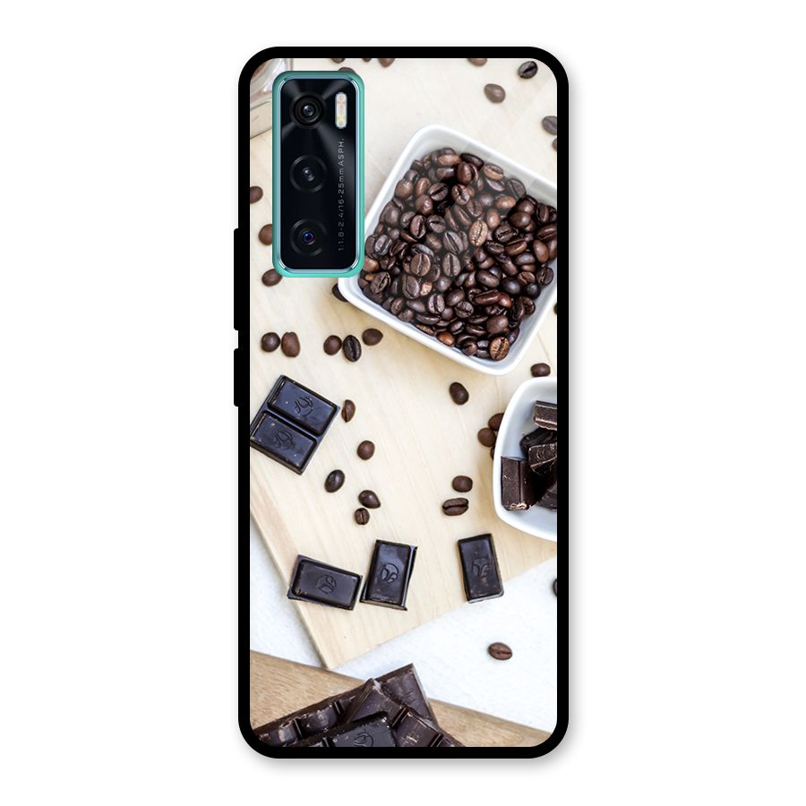 Coffee Beans and Chocolate Glass Back Case for Vivo V20 SE