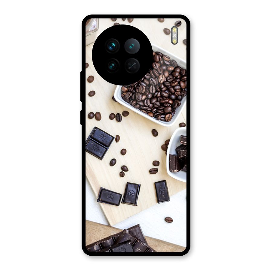 Coffee Beans and Chocolate Glass Back Case for Vivo X90