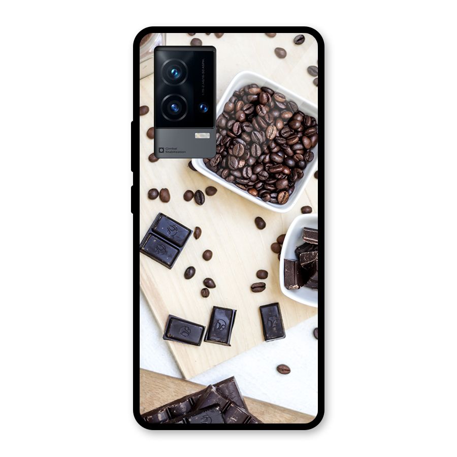 Coffee Beans and Chocolate Glass Back Case for iQOO 9 5G