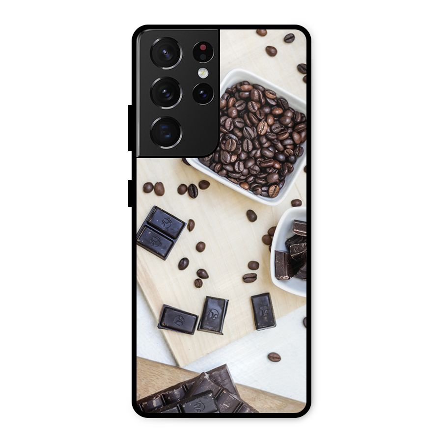 Coffee Beans and Chocolate Metal Back Case for Galaxy S21 Ultra 5G