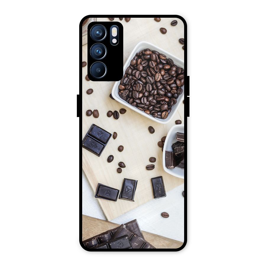 Coffee Beans and Chocolate Metal Back Case for Oppo Reno6 5G