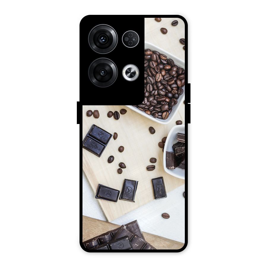 Coffee Beans and Chocolate Metal Back Case for Oppo Reno8 Pro 5G
