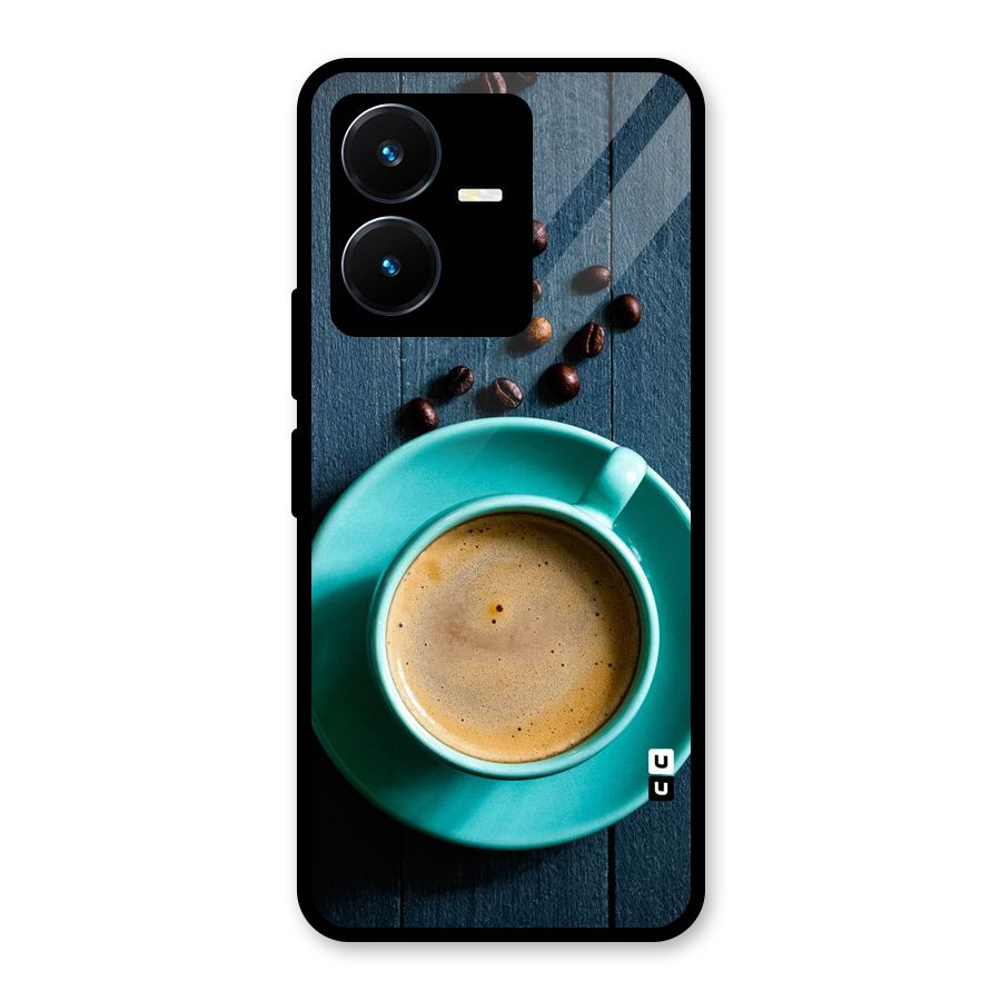 Coffee Beans and Cup Glass Back Case for Vivo Y22s