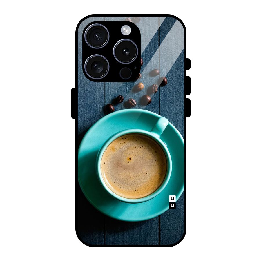Coffee Beans and Cup Glass Back Case for iPhone 15 Pro