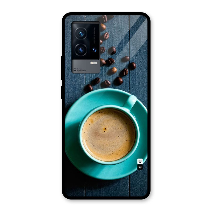 Coffee Beans and Cup Glass Back Case for iQOO 9 5G