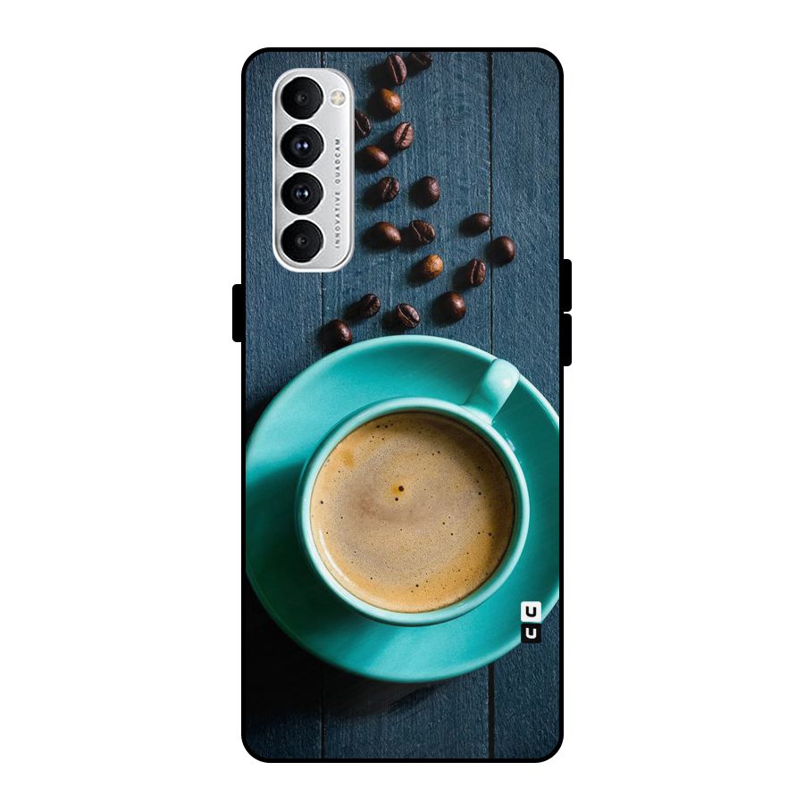 Coffee Beans and Cup Metal Back Case for Oppo Reno4 Pro