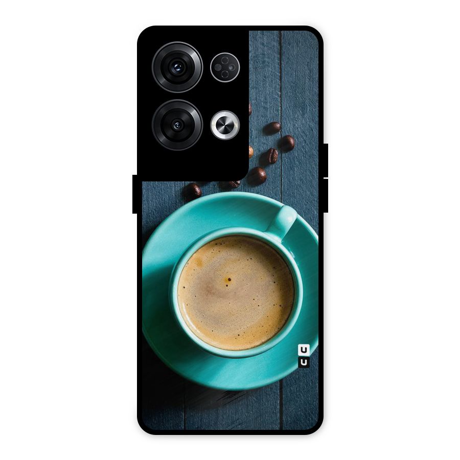 Coffee Beans and Cup Metal Back Case for Oppo Reno8 Pro 5G