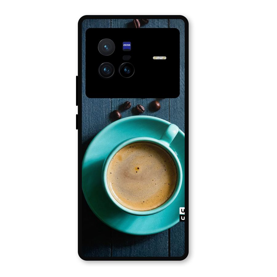 Coffee Beans and Cup Metal Back Case for Vivo X80