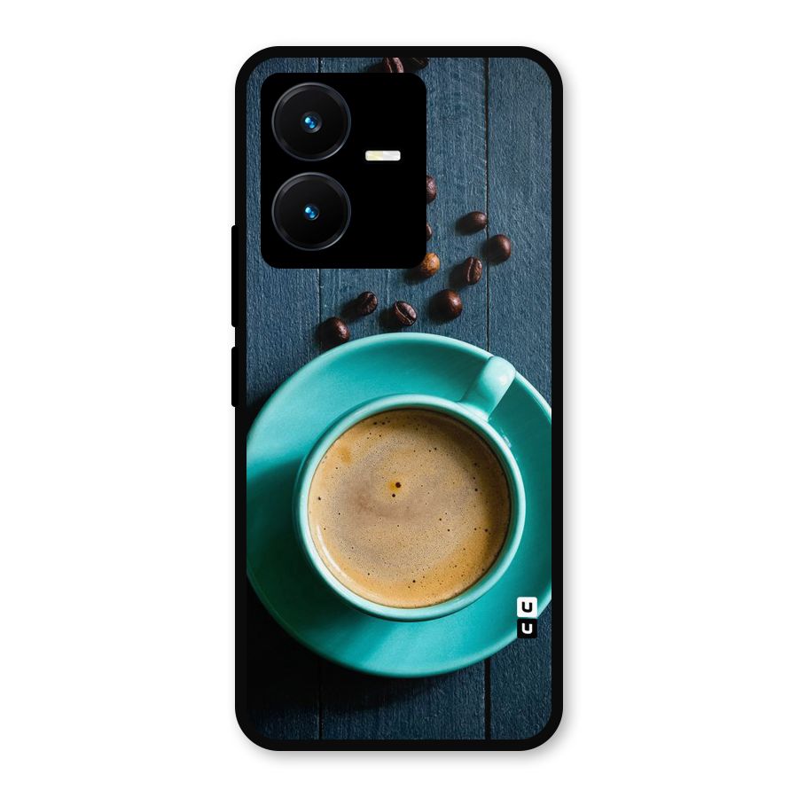 Coffee Beans and Cup Metal Back Case for Vivo Y22s