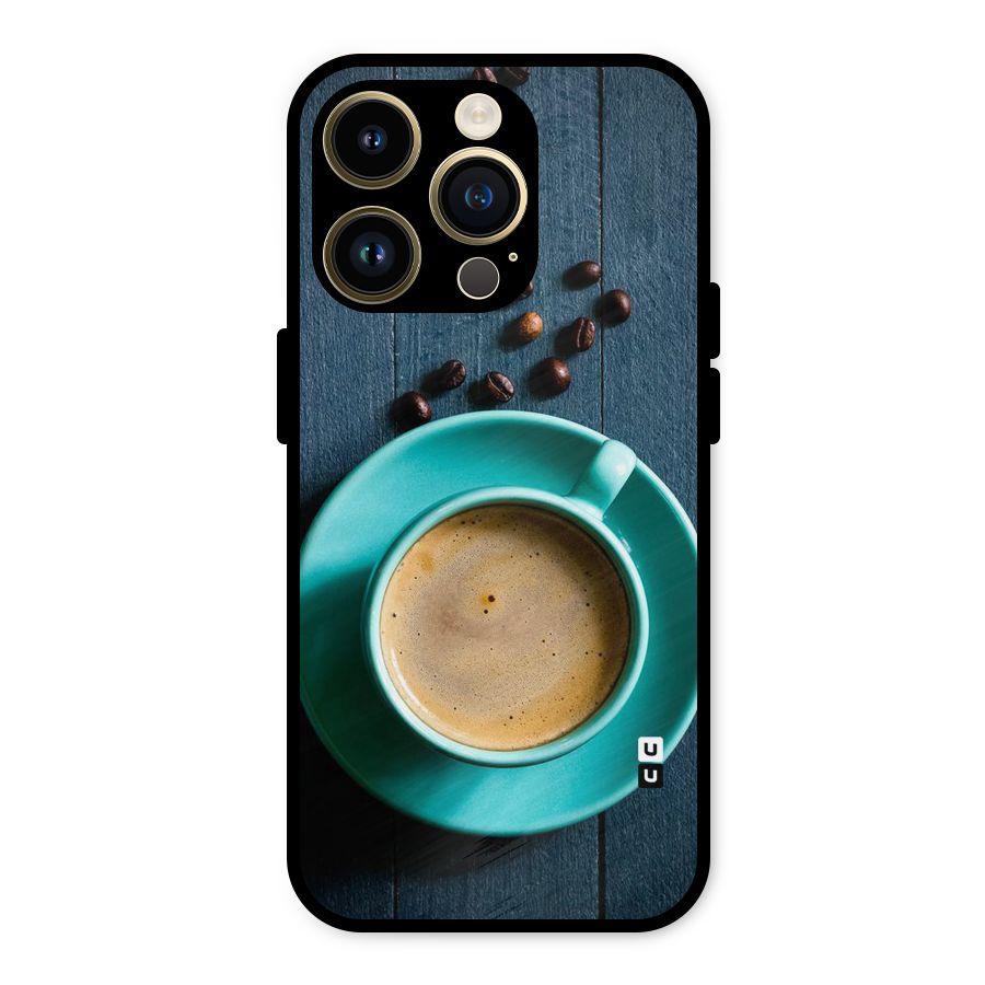 Coffee Beans and Cup Metal Back Case for iPhone 14 Pro