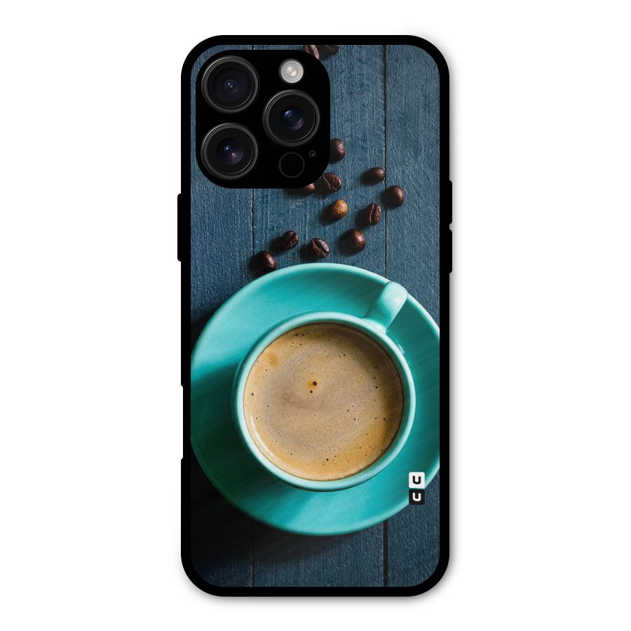 Coffee Beans and Cup Metal Back Case for iPhone 16 Pro Max