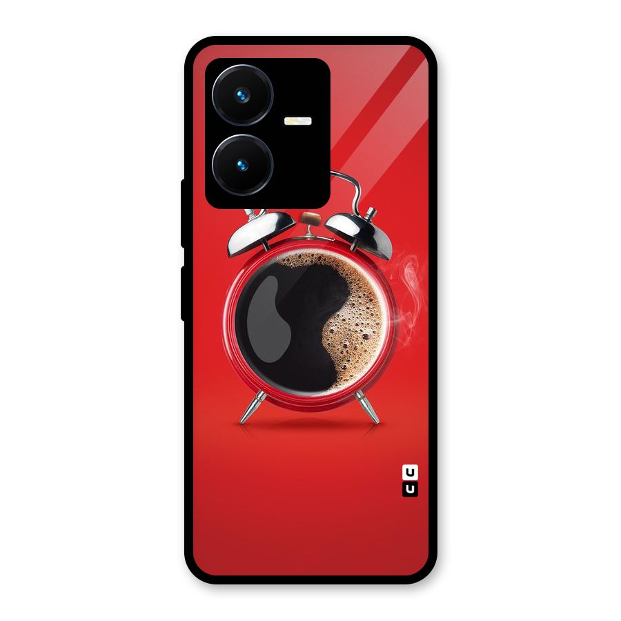 Coffee Clock Glass Back Case for Vivo Y22s
