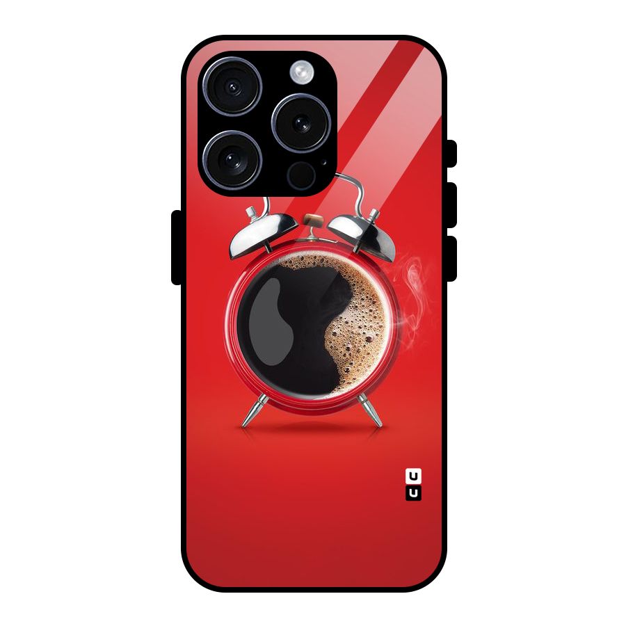 Coffee Clock Glass Back Case for iPhone 15 Pro