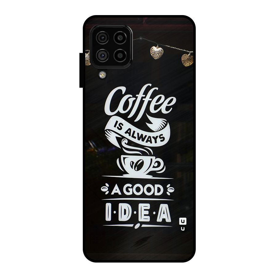 Coffee Idea Metal Back Case for Galaxy A22 4G