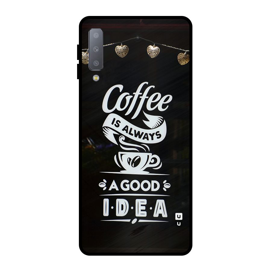Coffee Idea Metal Back Case for Galaxy A7 (2018)