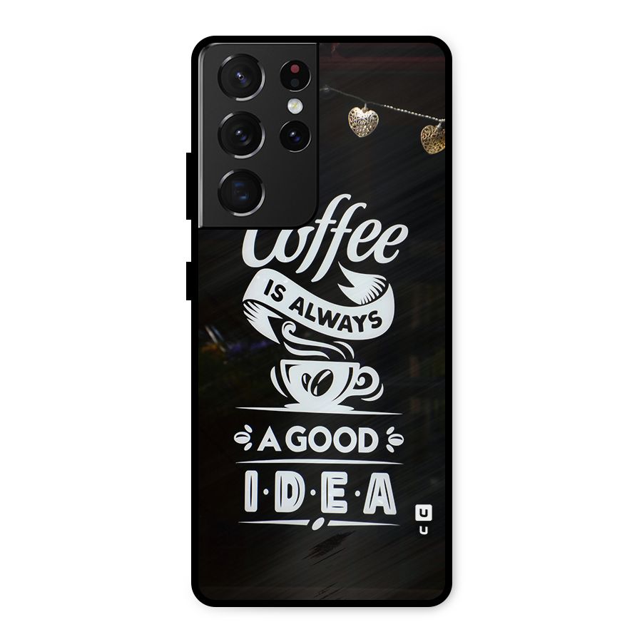 Coffee Idea Metal Back Case for Galaxy S21 Ultra 5G