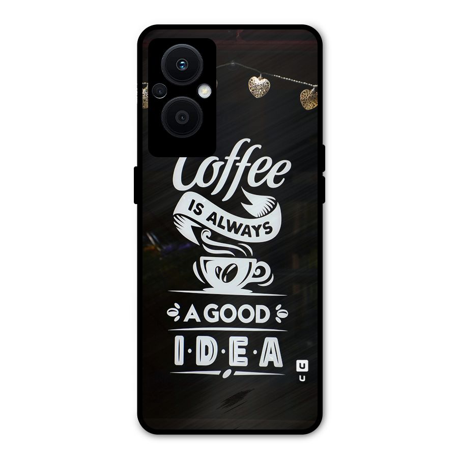 Coffee Idea Metal Back Case for Oppo F21s Pro 5G
