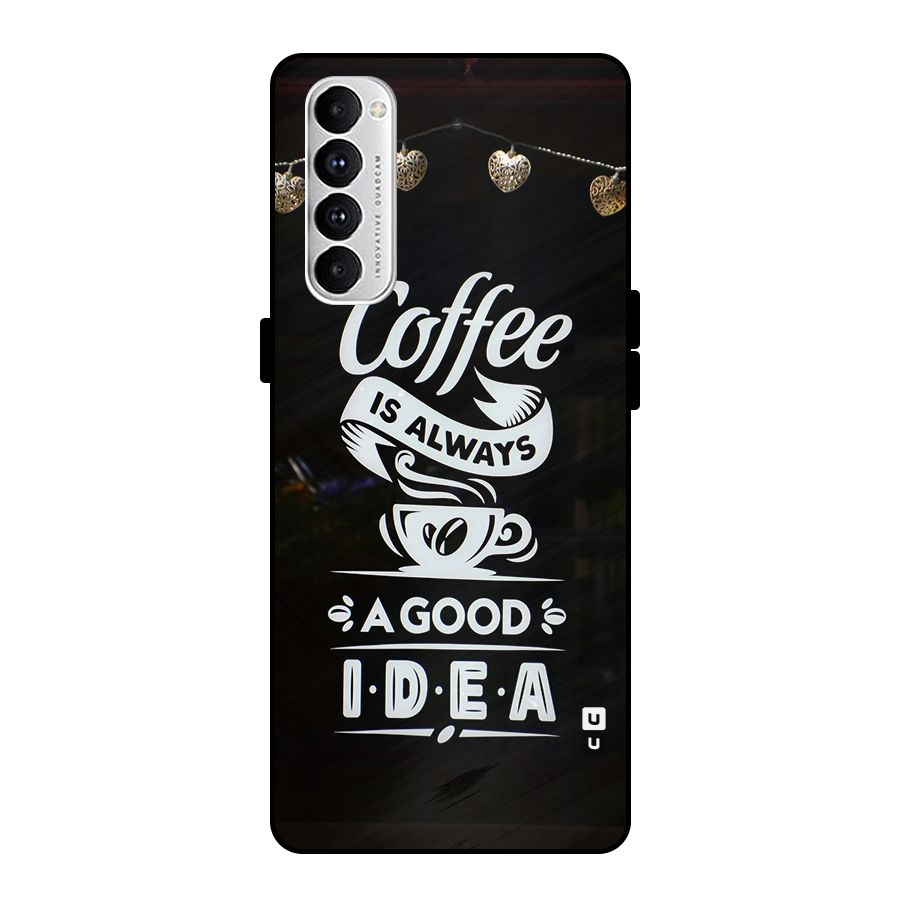 Coffee Idea Metal Back Case for Oppo Reno4 Pro