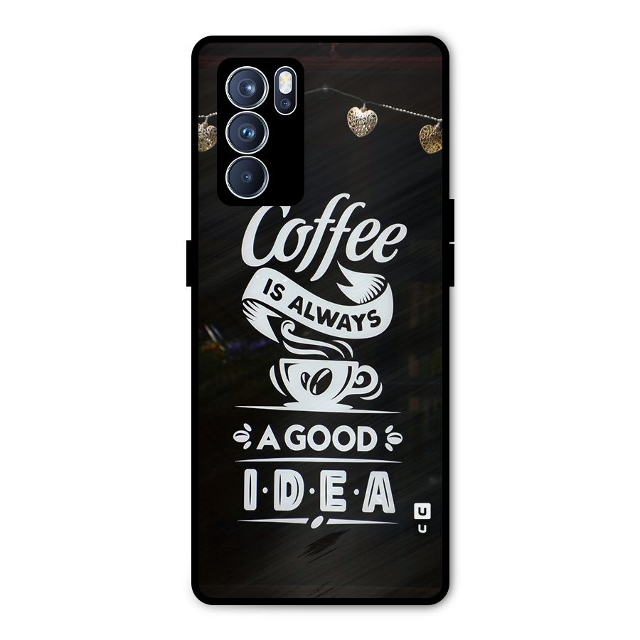 Coffee Idea Metal Back Case for Oppo Reno6 Pro 5G