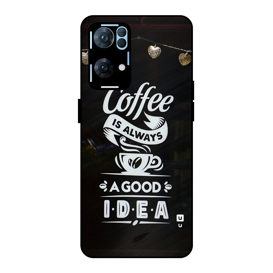 Coffee Idea Metal Back Case for Oppo Reno7 Pro 5G