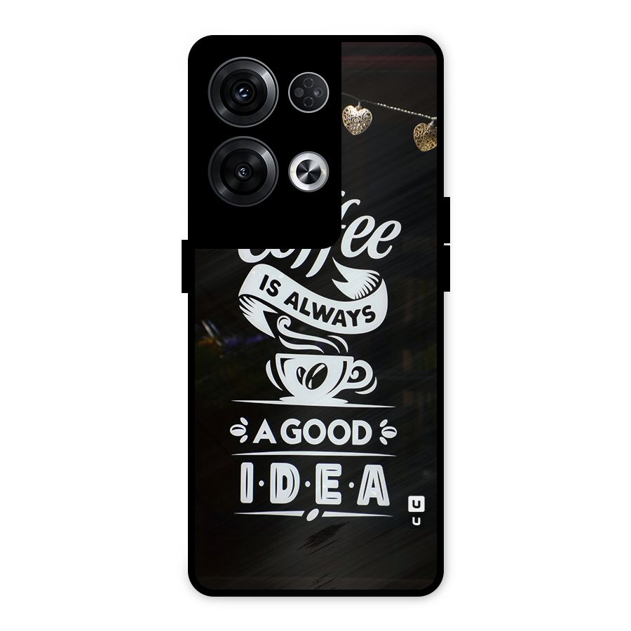Coffee Idea Metal Back Case for Oppo Reno8 Pro 5G