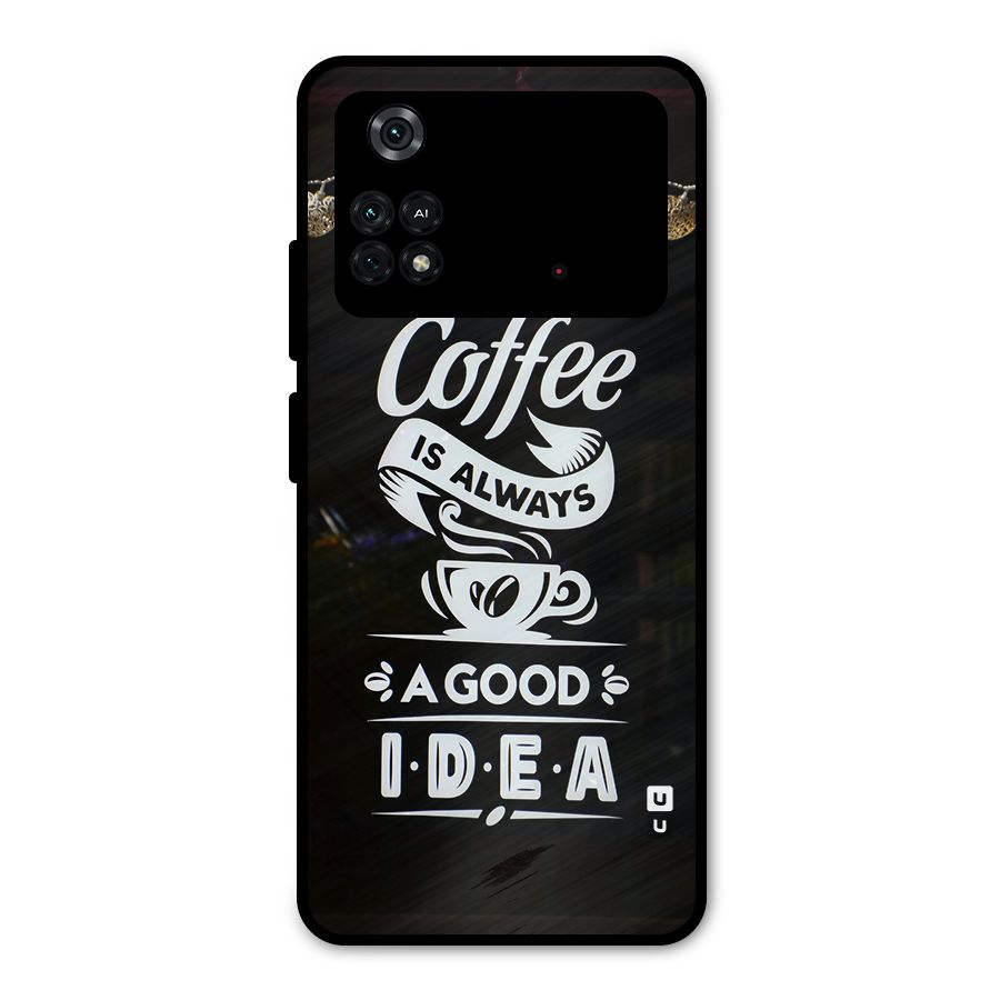 Coffee Idea Metal Back Case for Poco M4 Pro 4G
