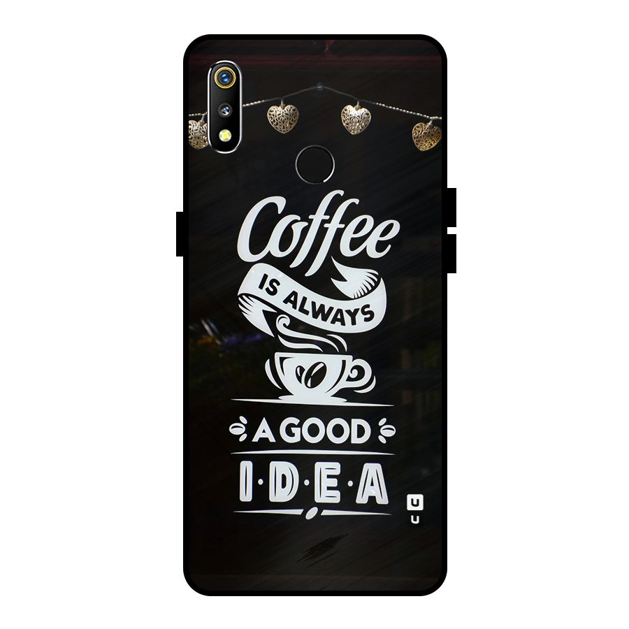 Coffee Idea Metal Back Case for Realme 3