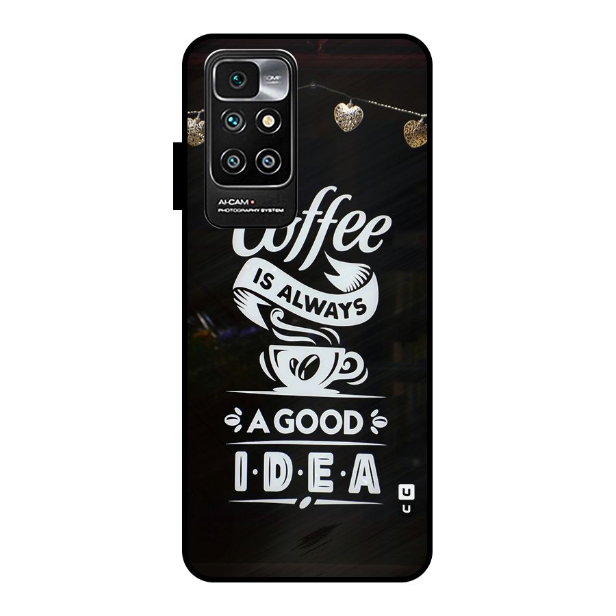 Coffee Idea Metal Back Case for Redmi 10 Prime