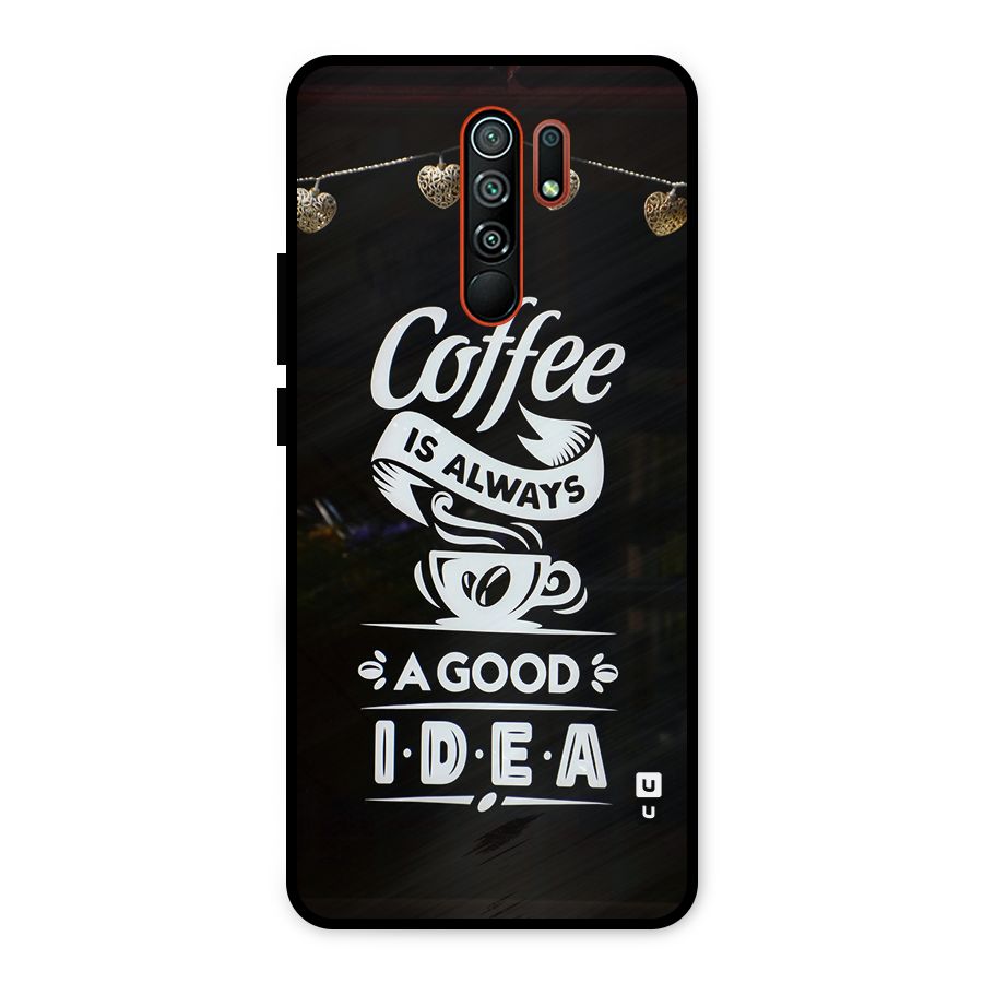 Coffee Idea Metal Back Case for Redmi 9 Prime