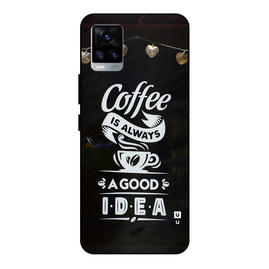 Coffee Idea Metal Back Case for Vivo V20 2021