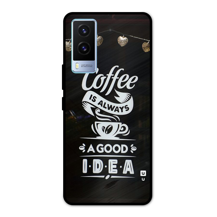 Coffee Idea Metal Back Case for Vivo V21e 5G