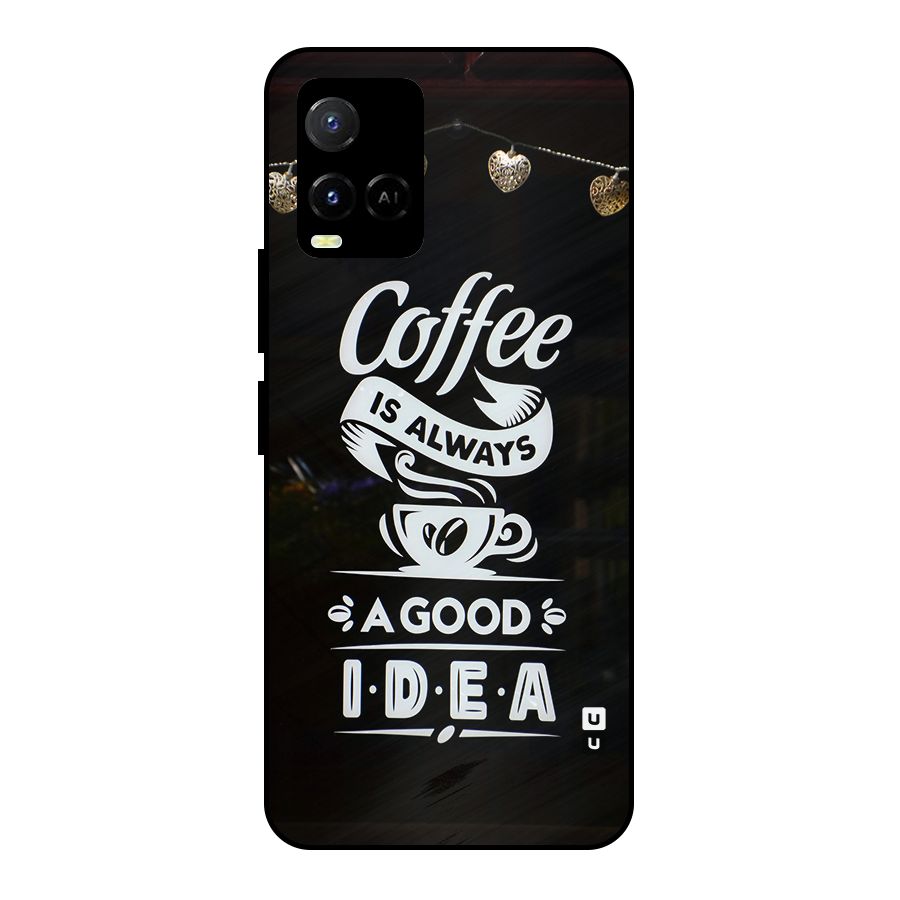 Coffee Idea Metal Back Case for Vivo Y21G