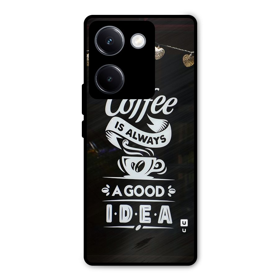 Coffee Idea Metal Back Case for Vivo Y300 Plus