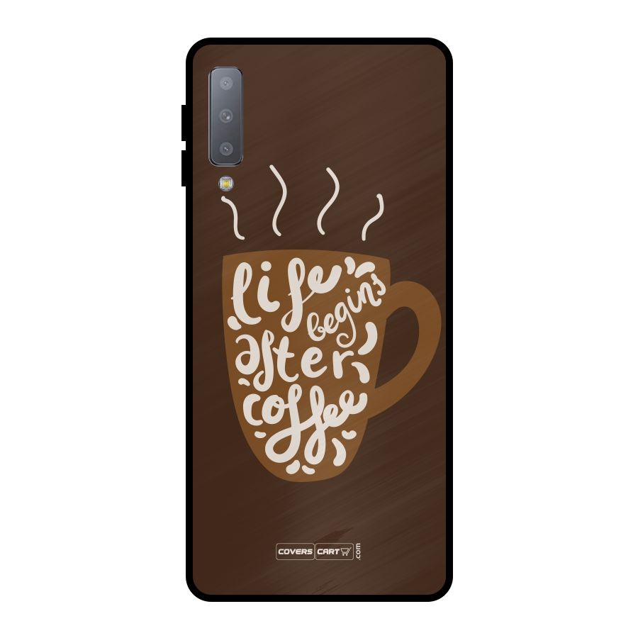 Coffee Mug Metal Back Case for Galaxy A7 (2018)