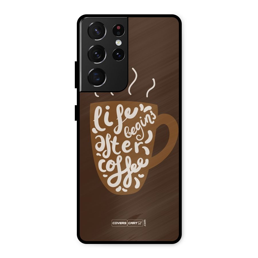 Coffee Mug Metal Back Case for Galaxy S21 Ultra 5G