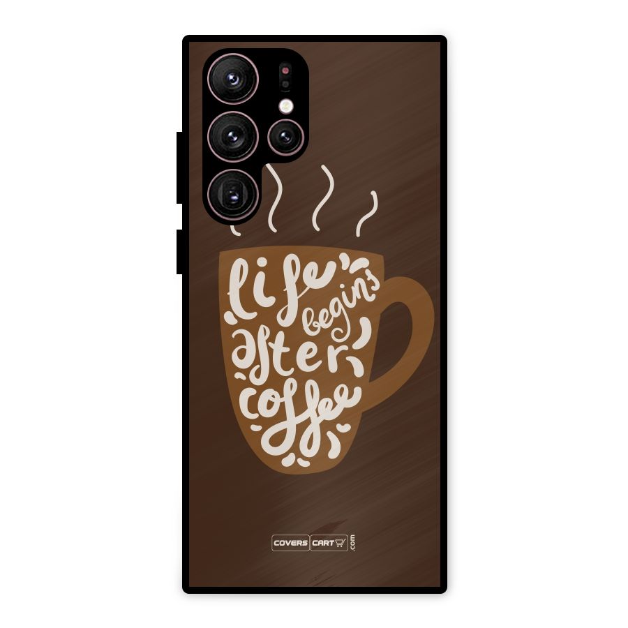 Coffee Mug Metal Back Case for Galaxy S22 Ultra 5G