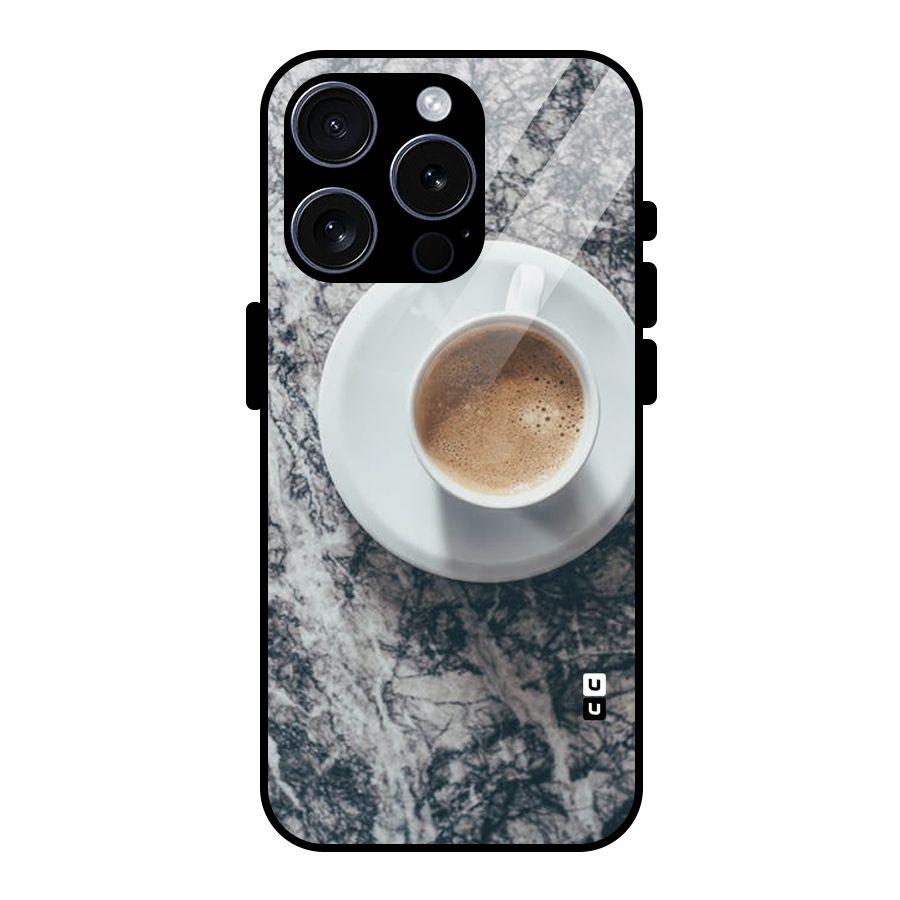 Coffee On Marble Glass Back Case for iPhone 15 Pro