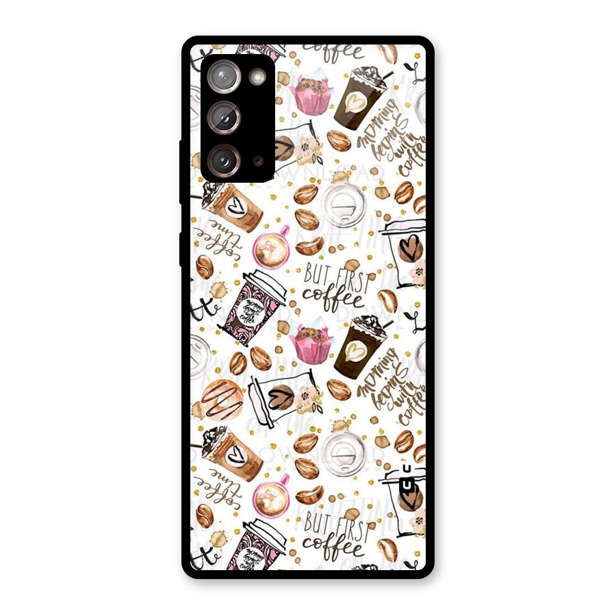 Coffee Pattern Glass Back Case for Galaxy Note 20