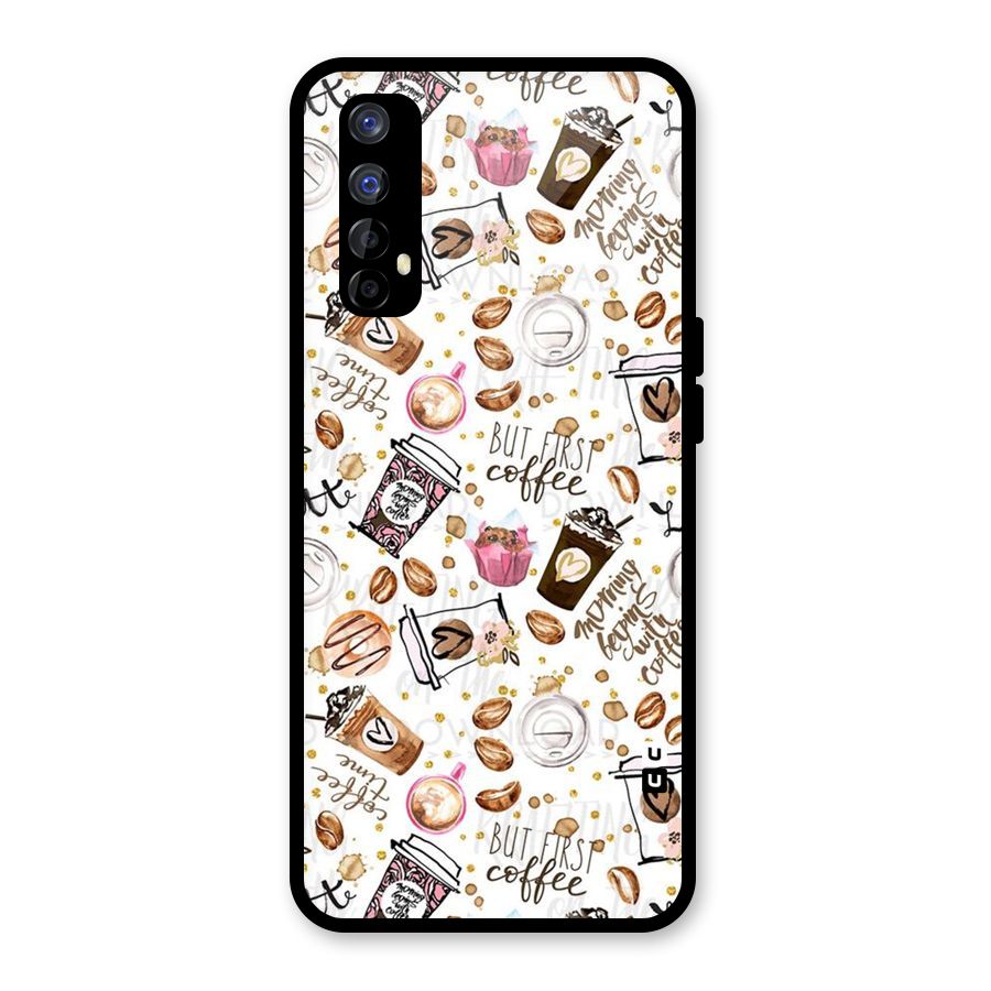 Coffee Pattern Glass Back Case for Realme Narzo 20 Pro