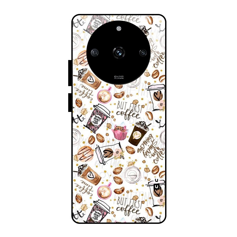 Coffee Pattern Glass Back Case for Realme Narzo 60 5G