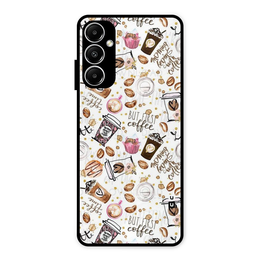 Coffee Pattern Metal Back Case for Galaxy A05s