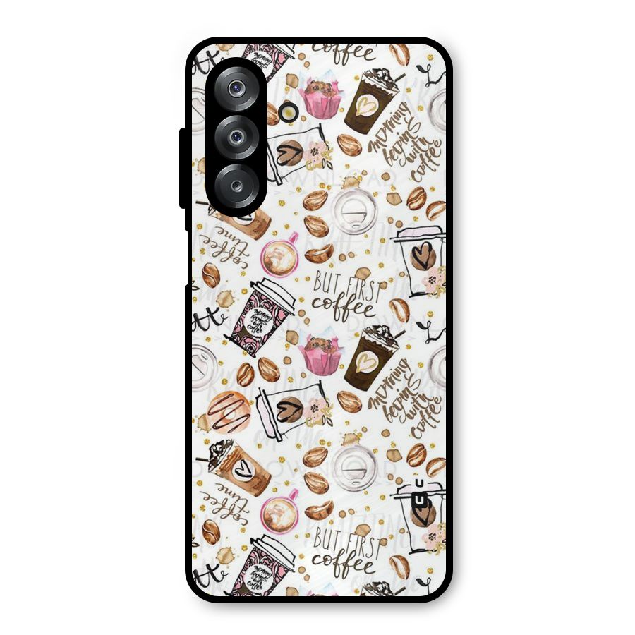 Coffee Pattern Metal Back Case for Galaxy A26