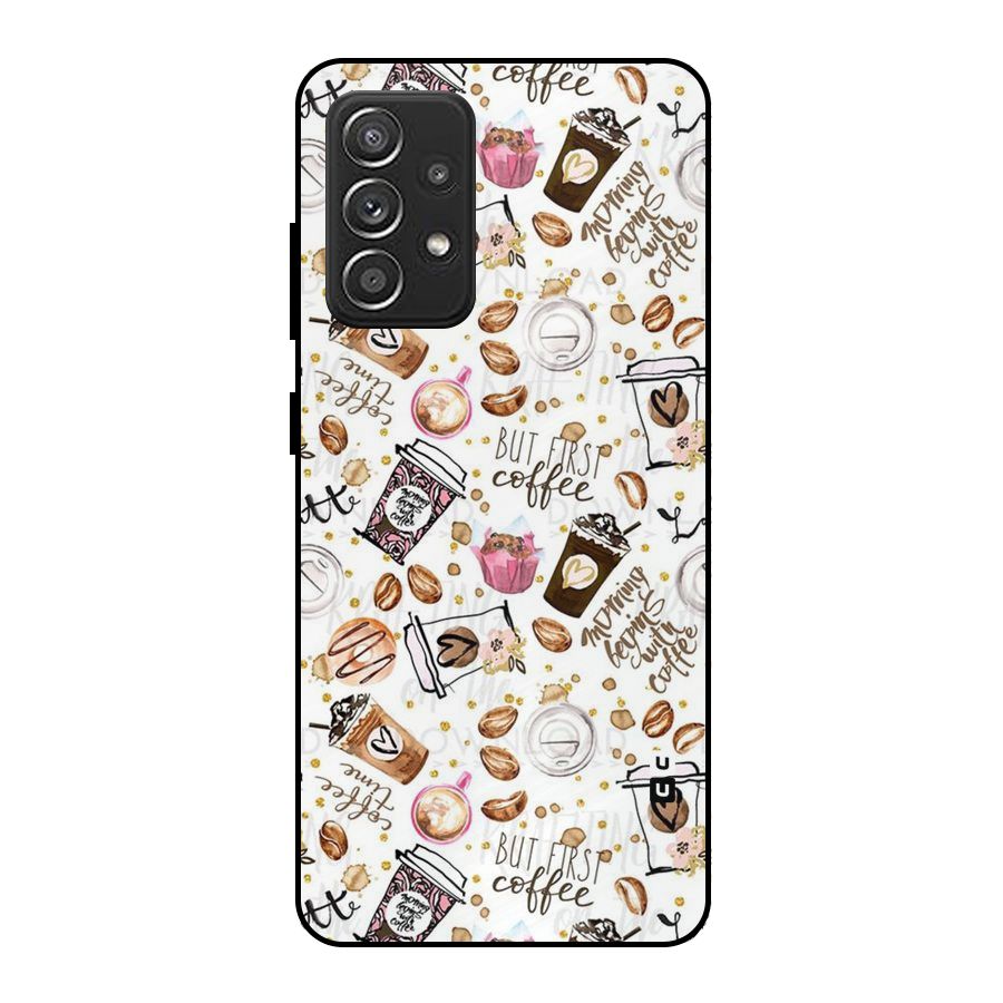 Coffee Pattern Metal Back Case for Galaxy A52s 5G