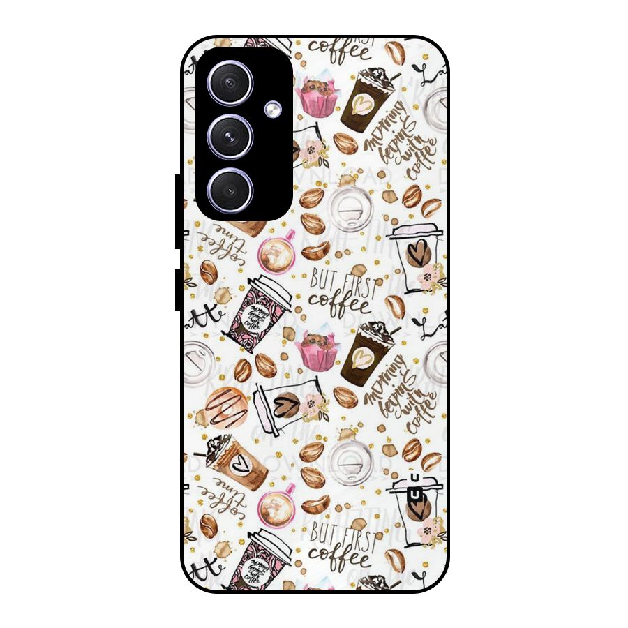 Coffee Pattern Metal Back Case for Galaxy A54