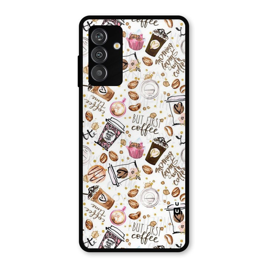 Coffee Pattern Metal Back Case for Galaxy F13