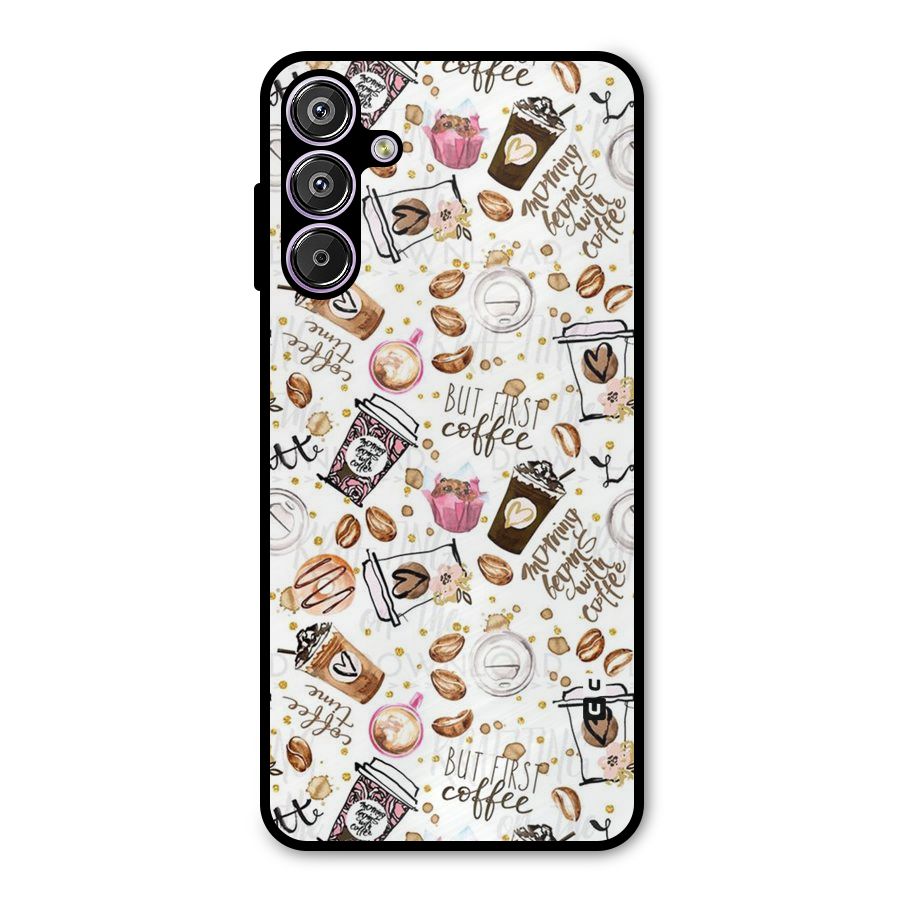 Coffee Pattern Metal Back Case for Galaxy F15