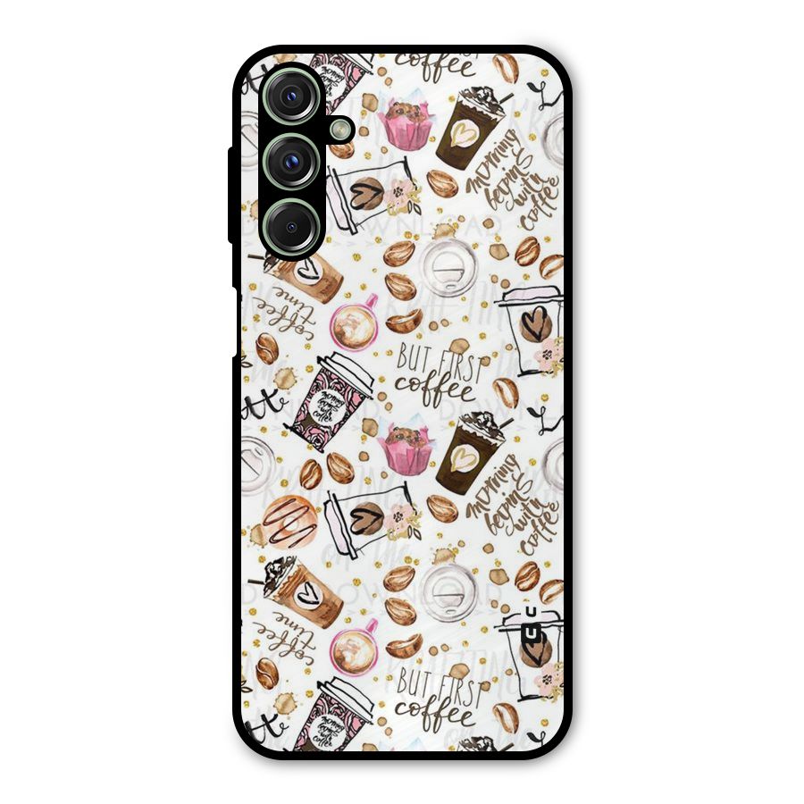 Coffee Pattern Metal Back Case for Galaxy F34