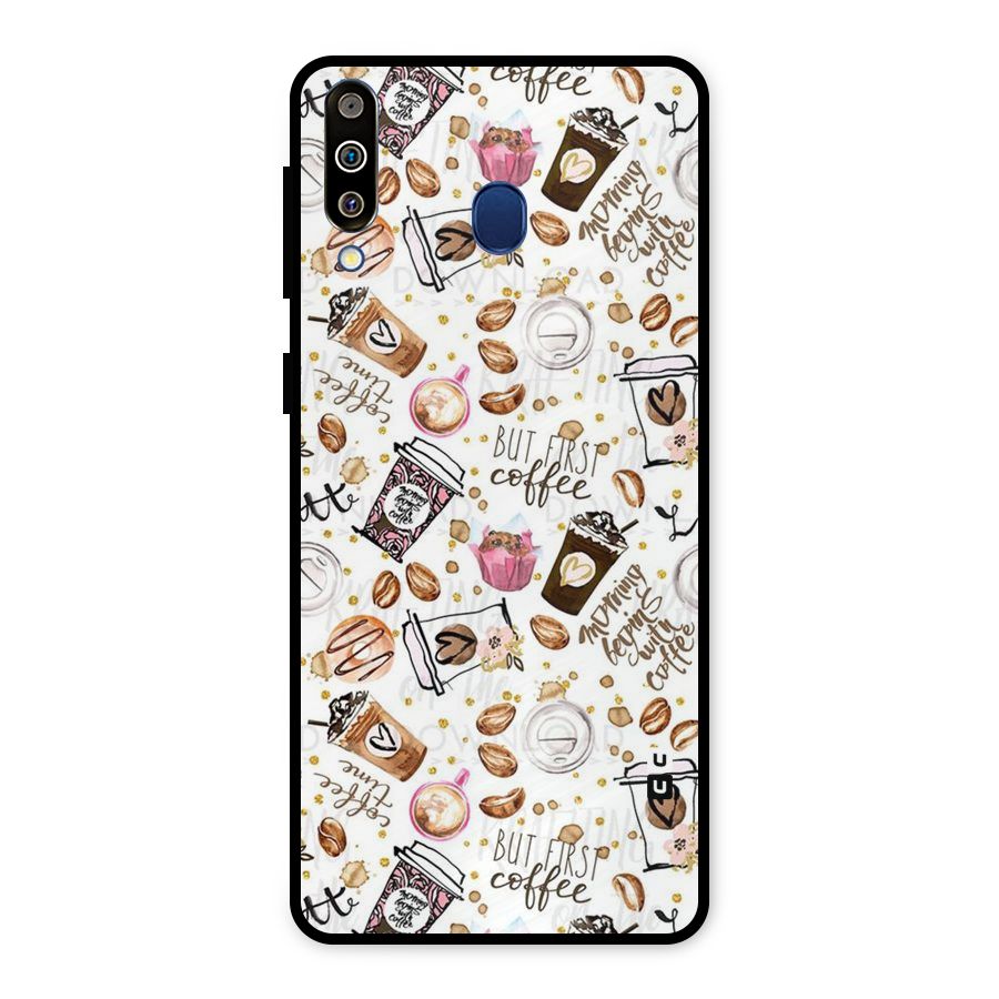 Coffee Pattern Metal Back Case for Galaxy M30